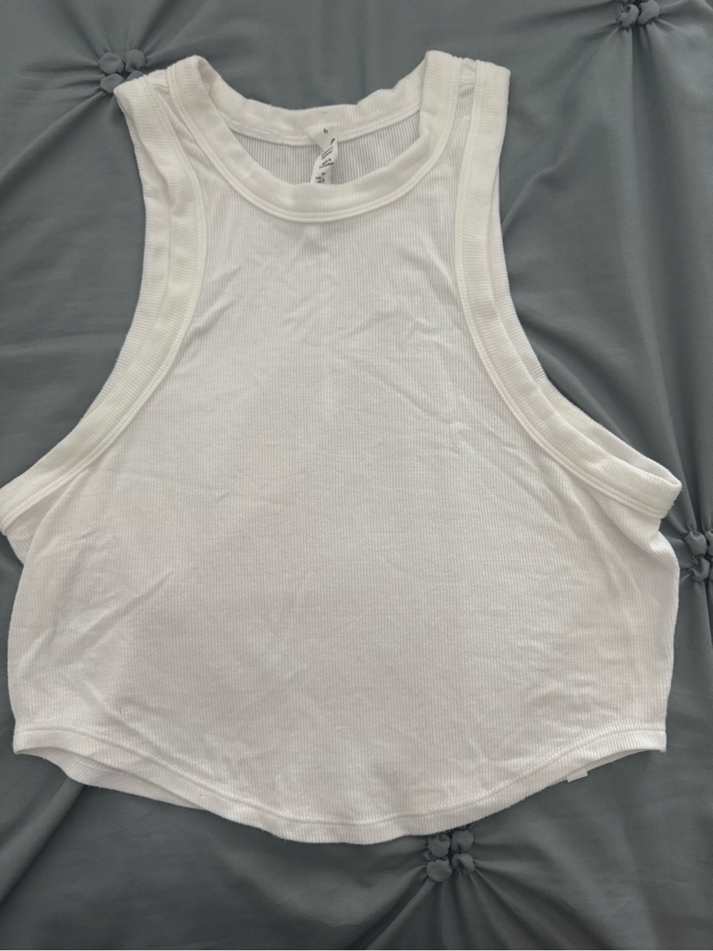 Lululemon White Ribbed Racerback Crop Tank